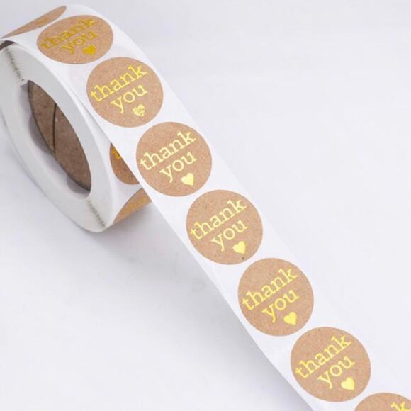 New 500 Piece Roll Self-Adhesive Thank You Stickers - Picture 4 of 5